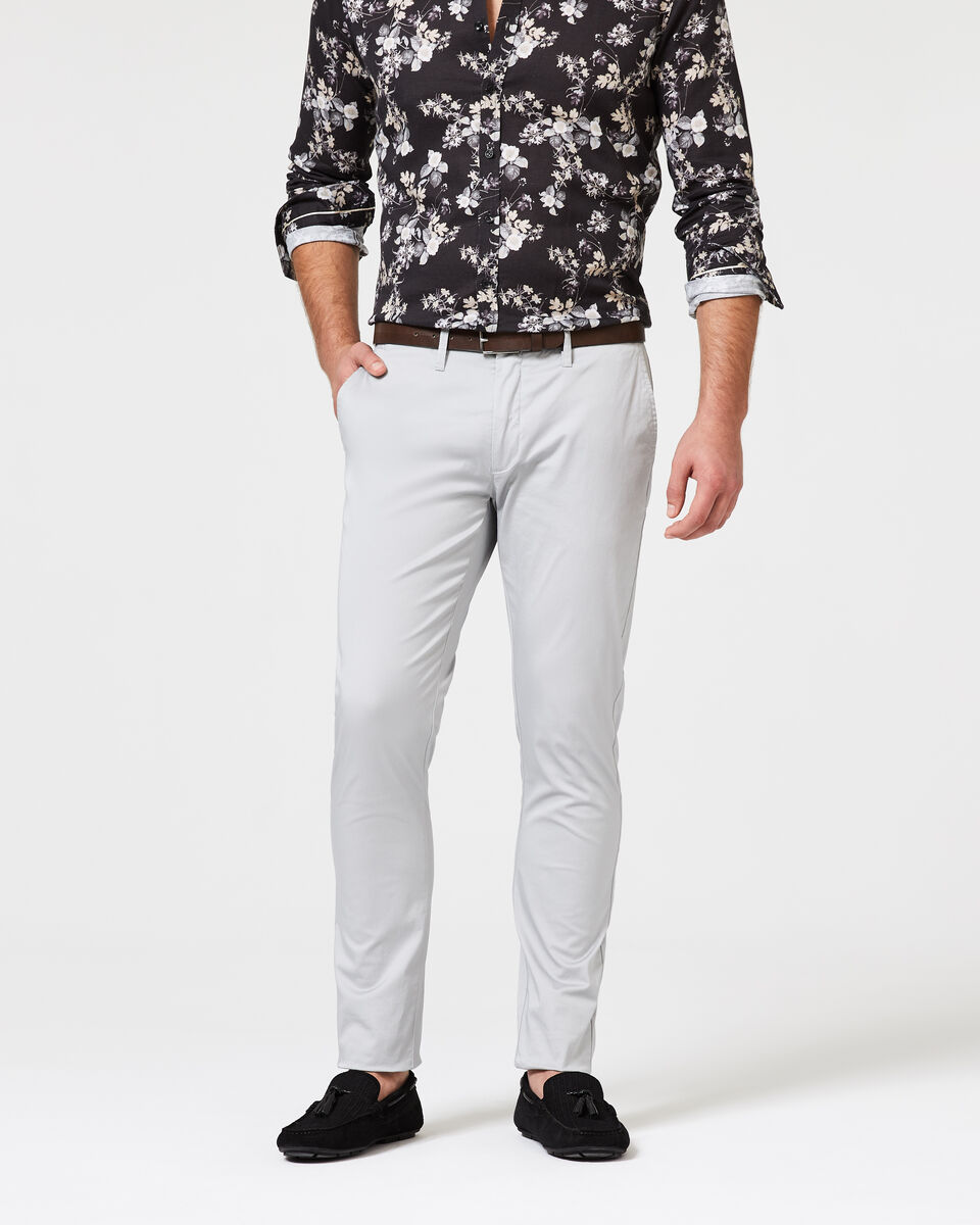 Slim Stretch Cotton Chino, Light Grey, hi-res